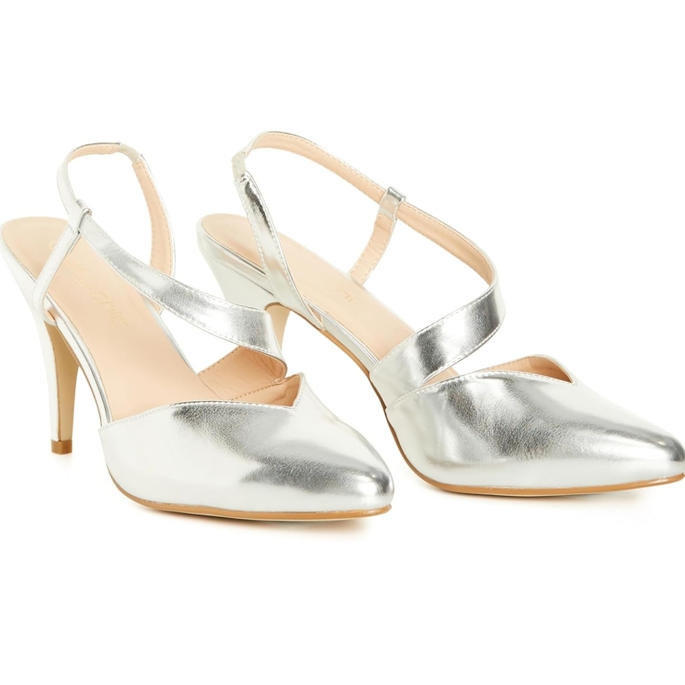 Silver Slingback Heels
